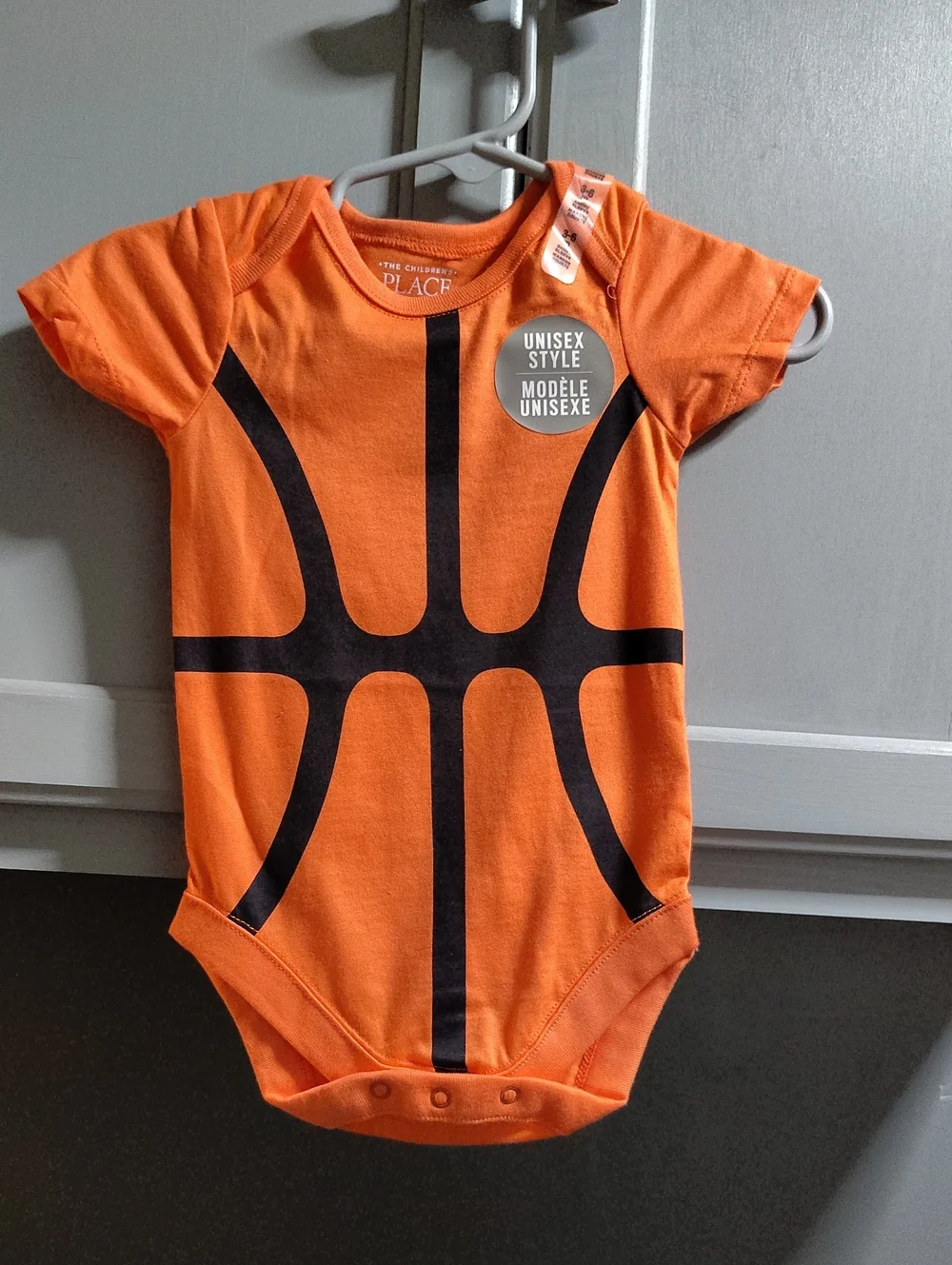 The Children's Place Orange & Black Basketball Graphic One-Piece Bodysuit